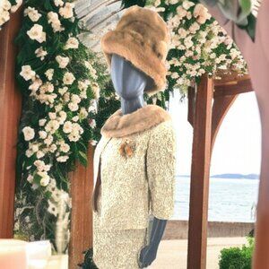 Vintage Honey Blonde Mink Fur Cloche Hat 1960s Old Hollywood Snow Bunny Mod